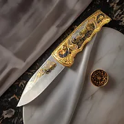 Подарочный дамасский нож «Охота на зайца» — фотография 1