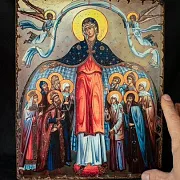Икона "Покров Пресвятой Богородицы" Старение — красивый подарок — фотография 1