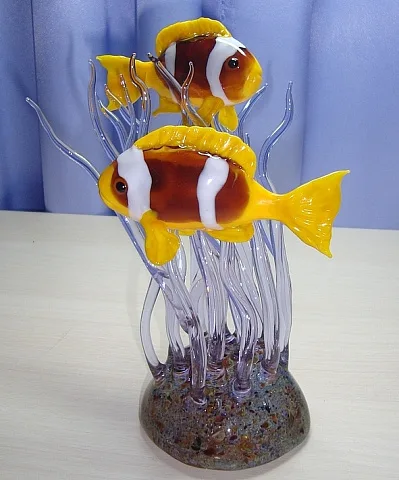 Стеклянная скульптура «Рыбы клоуны» — красивый подарок