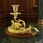 Подарочный подсвечник «Лебедь» из латуни — фотография 1