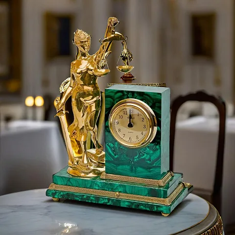 Подарочные часы «Фемида» из малахита
