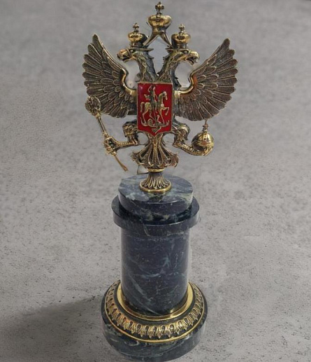 Бронзовый сувенир "Герб Российский" (колонна)