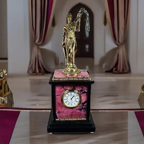 Ручная работа: Каминные часы «Фемида» из родонита