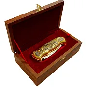 На память: Позолоченный складной нож «Волк» №2 — фотография 5