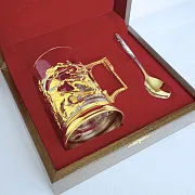 Латунный подстаканник «Рыцари» в подарок — фотография 4