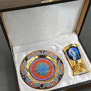 Набор «Волк» с бокалом и блюдом. Златоуст — оригинальный подарок — фотография 2